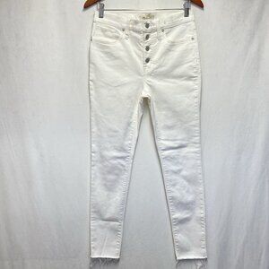 Madewell 9" Mid-Rise Skinny Crop Jeans Women Size 27 White Button-Front Stretch